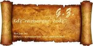 Günszberger Zoé névjegykártya
